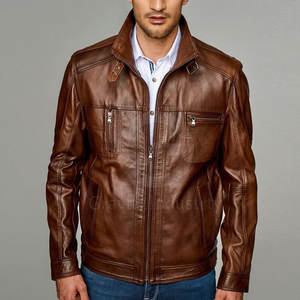 Nouvelle conception, veste d'hiver en cuir pour homme, tendance, avec col montant et logo sur le devant, écologique, respirante, personnalisable - Product Image 6