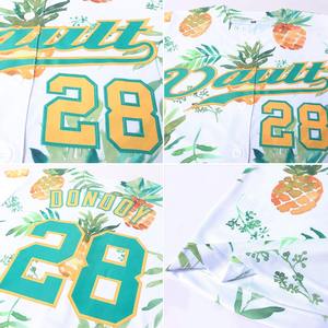 Jersey de béisbol auténtico de piñas hawaianas con diseño 3D de Kelly verde-oro blanco personalizado - Product Image 5