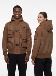 Custom Manufacturer Hip Hop Hooded <b>Utility</b> <b>Jacket</b> Custom Multi-Pockets Adjustable Straps Mesh Design Trendy Hoodies Unisex - Product Image 2