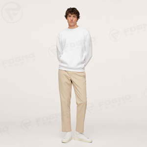 Sudadera blanca personalizada para hombre, corte holgado y relajado, 100% algodón, cuello redondo, con logo personalizado, suave y cómoda. - Product Image 4