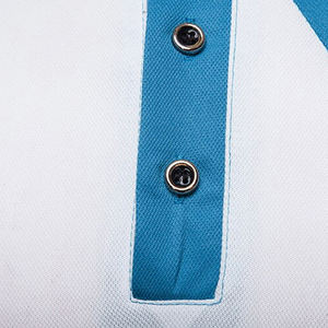 Camiseta Polo de algodón de punto transpirable ajustada para hombre, camiseta de golf informal de negocios bordada en azul y blanco, Terry de moda - Product Image 5