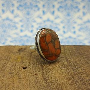 แหวนเงินแท้925สีเงินออกแบบได้ตามต้องการพร้อมแผงพลอยเทอร์ควอยซ์สีส้มทองแดงสำหรับงานแต่งงานและงานเลี้ยง - Product Image 1