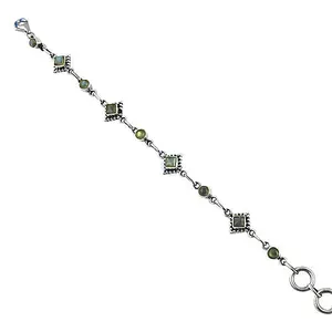 Bracelet en argent 925 à perles tendance pour femmes, bijoux à porter au quotidien avec pierre de péridot - Product Image 1
