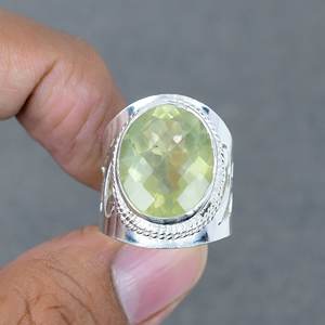 Les plus célèbres bagues en laiton plaqué argent de mariage en topaze citronnée ovale naturelle comme pierre principale bijoux fins en argent - Product Image 2