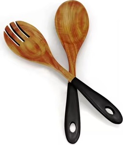 Ensemble de serveurs à salade en bois, ensemble d'ustensiles de cuisine - Product Image 1