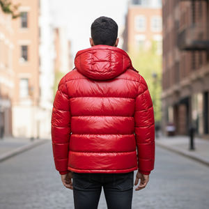 Blouson d'hiver pour homme personnalisé de style urbain, en toile, avec logo sur le devant, imperméable, respirant, antibactérien, à capuche, grande taille - Product Image 2