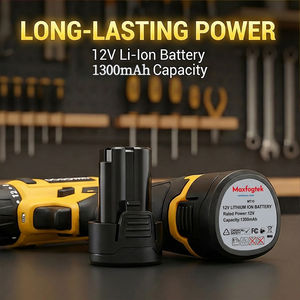 Kit d'outils de perçage sans fil rechargeable |   LED intégré + Batterie 12V et chargeur + 6 bits |   Variateur de vitesse électrique - Product Image 6