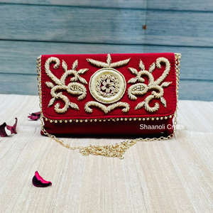 Embrague de diseño étnico bohemio ligero con bordado dorado eslinga con cordón espejo y decoración impresa festiva característica duradera - Product Image 4