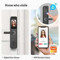 Nouvelle serrure intelligente Tuya 2025 avec caméra œil de chat et carte mémoire, prend en charge le déverrouillage par empreinte digitale/mot de passe/application pour bois/acier/aluminium