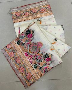 Sari Pasmeena avec un lourd travail de tissage Jari, plusieurs couleurs, pur Georgette Dhwaja, exporté du Gujarat - Product Image 2