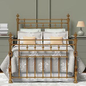 <b>Decorative</b> brass bed frame enhancing <b>bedroom</b> <b>aesthetics</b> through warm metallic tones classic elegant refined interior style charm - Product Image 6
