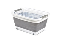 Afossa AK 791 Conteneur de rangement pliable grande capacité 65L/66L avec roues, boîte organisatrice en tissu écologique pliable, capacité de charge >10kg