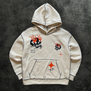 Venta al por mayor de calidad Puff Impresión de peso pesado de algodón de los hombres con capucha térmica de gran tamaño personalizado pulóver sudaderas con capucha de algodón para los hombres - Product Image 3