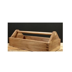 Caddie en bois avec poignée organisateur de ferme rustique pour couverts serviettes condiment épices et rangement de table de cuisine - Product Image 4