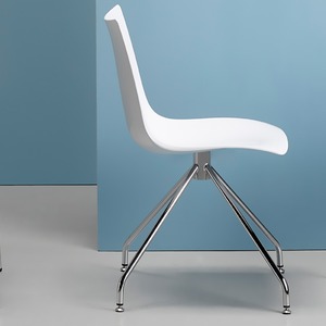 Swivel Dining <b>Chair</b> White Polycarbonate <b>Shell</b> on Chrome 4-Leg Swivel Base for Restaurant Cafe Meeting Room, Made in Italy - Product Image 2