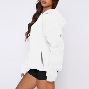 Nueva llegada Sudadera con capucha de manga larga de gran tamaño mujeres Y2K polar frontal impresión personalizada sólido invierno temporada con capucha - Product Image 3