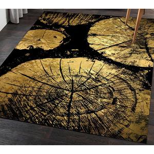 Alfombras con Diseño de Madera Dorada Agrietada, Alfombra Negra, Alfombra Dorada, Alfombra Estampada, Alfombra Goblen - Product Image 1
