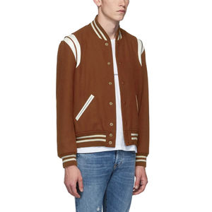Blouson aviateur personnalisé en laine lourde pour hommes à manches longues avec col montant et bouton de haute qualité pour veste d'hiver pour hommes - Product Image 3