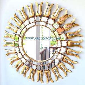 กระจกตกแต่งผนังหรูหราสีทองขัดเงาหรูหรากระจกแขวนผนังสำหรับห้องน้ำ - Product Image 4