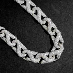 Cadena Cubana Infinita de Plata de Ley 925 Chapada en Oro con Incrustaciones de Diamantes de Imitación, Corte Brillante Redondo, Estilo Hip Hop, para Hombre - Product Image 1