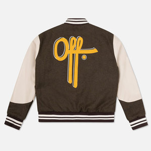 Veste universitaire de style vintage avec col montant et logo frontal, en laine douce, coupe personnalisée, blocage de couleur pour l'équipe du lycée - Product Image 6