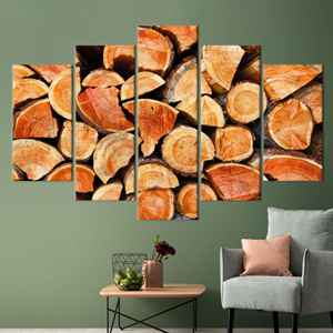 Modern Wood Ring Printed Canvas - Elegant Home Decoration Artwork,5P Mix:Gallery <b>Wrap</b> - Product Image 1