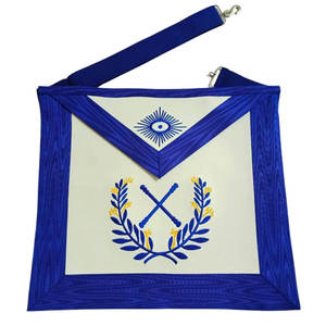 Delantal Masonic Blue Lodge Marshal: piel sintética, corona bordada y emblema - Product Image 1