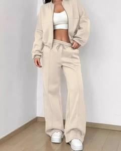 ชุดวอร์มผ้าฝ้ายออร์แกนิคสำหรับผู้หญิงชุดวอร์ม2ชิ้นระบายอากาศได้ดีมีซิปดีไซน์ใหม่ - Product Image 5