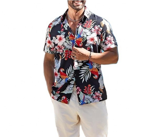 Hawaii <b>Men</b> Short Sleeve <b>Shirt</b> Beach Wholesale Floral Summer Casual Button Down <b>Shirt</b> <b>Hawaiian</b> <b>Men</b> <b>Shirts</b> Fashion Printed - Product Image 1