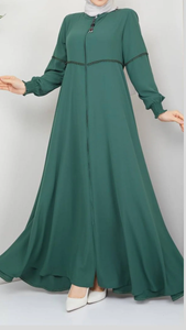 Abaya élégante noire longue jusqu'au sol, à manches longues, respirante, légère, à séchage rapide, décontractée, coupe modeste pour femmes, tissu de qualité supérieure - Product Image 2
