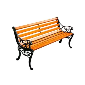 Mobiliário de exterior de metal e madeira, assentos de banco para todos os climas, assentos livres de ferrugem, madeira decorativa personalizada para jardim/parque/pátio ao ar livre