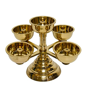 งานฝีมือโลหะรูปวงรีสำหรับศาสนา Jyoti Diya ทำจากทองเหลืองโบราณสำหรับงานฝีมือ - Product Image 4