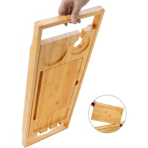 Tabla de cortar expandible con ranura para jugo, tabla de cortar de madera reutilizable sobre el fregadero, tabla de cortar de forma elegante para Cocina - Product Image 3