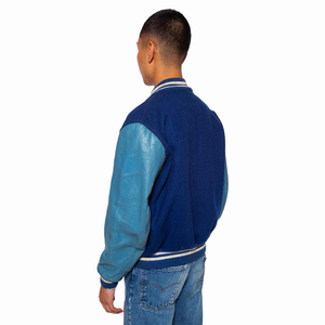 Veste universitaire personnalisée de haute qualité pour hommes avec broderie col montant manches en cuir respirant doux et confortable pour l'hiver - Product Image 4