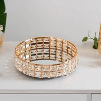 Plateau de vanité artisanal moderne en métal miroir doré, luxueux, pour mariage, fête, présentoir à parfums, organisateur de bijoux, glamour