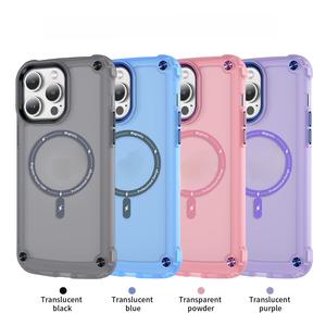 Venta al por mayor semi-transparente Oppo a prueba de golpes contraportada TPU + acrílico fuerza magnética 2400 Gauss botones de metal fundas de teléfono móvil 11 12 - Product Image 6