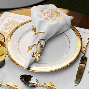 ห่วงรัดผ้าเช็ดปากลายใบไม้อะลูมิเนียมหล่อดีไซน์ล่าสุด - Product Image 1