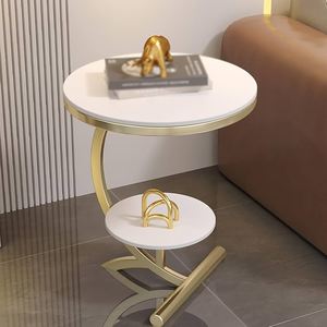 Café Moderne, Table d'Angle Petites Tables d'Appoint, Table Ronde, Table de Chevet, Canapé dans le Salon-Or Blanc - Product Image 3