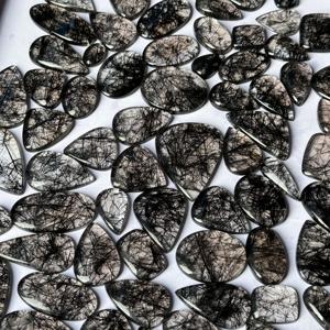 พลอยควอตซ์พลอยเทียมสีดำธรรมชาติ100% อัญมณีอัญมณีทรงหลวมสำหรับการรักษา - Product Image 5