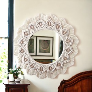Best Selling Modern Macrame <b>Wall</b> <b>Hanging</b> <b>Mirror</b> Boho <b>Wall</b> Art for Living Room Decor Directly From Isar International LLP - Product Image 1
