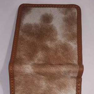 Tarjetero de cuero delgado para hombre de tendencia superior, estilo personalizado, moda de viaje, diseño de pelo de vaca, billetera con bolsillo para monedas y cremallera - Product Image 5