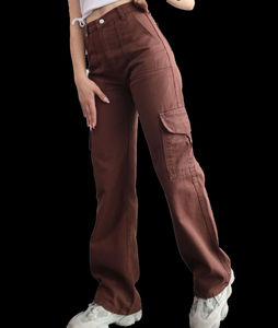 Pantalones cargo de pana de cintura media para mujer Pantalones casuales transpirables DRYTEC al por mayor - Product Image 5