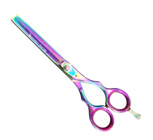 Salon professionnel coiffure pointe droite ensemble de ciseaux de coiffeur en acier inoxydable arc-en-ciel céramique beauté ciseaux de coupe de cheveux - Product Image 4