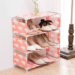 Scarpiera tubolare Myrva a 3 livelli in acciaio inossidabile, design moderno autoportante per l'organizzazione domestica - Product Image 3