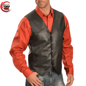 2025 nueva llegada Chaleco de cuero genuino de alta calidad cremallera de punto transpirable abotonado cuello en V diseño Casual lona ropa exterior - Product Image 3