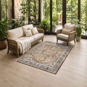พรมเชนิลล์ลายดอกไม้แบบดั้งเดิมสีทองแดง รุ่น LXDP-0177 จาก RUGS DEPOT สำหรับขายส่ง ซักเครื่องได้ ไม่ลื่น - Product Image 6