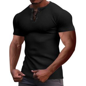 Camiseta de Manga Corta para Hombre, Cuello en V, 100% Algodón, Transpirable, Estilo Deportivo Informal, Diseño Liso, Verano - Product Image 2