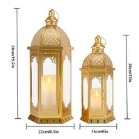 Nouvelle Lanterne en Acier Doré pour le Ramadan, l'Aïd et le Hajj, Design Unique Découpé, Décoration Personnalisable