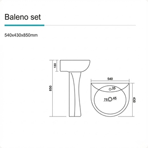 Lavabo sur pied Baleno moderne et écologique avec égouttoir pour salle de bain et usage en entrepôt - Product Image 2