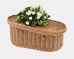 Cercueil en osier naturel pour bébé avec couvercle, panier funéraire biodégradable pour bébés du Vietnam - Product Image 2